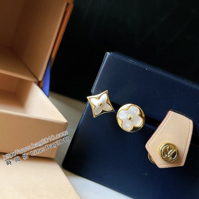Louis Vuitton純銀飾品 路易威登雙花白貝戒指 LV女士金色開口戒指  zglv2202